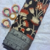 Kalamkari Chennur Silk Silver Zari Kanchi Border Saree - Pichwai
