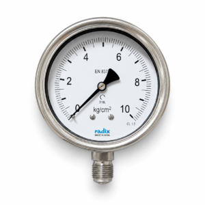 Pressure Gauge 4"Dial 0-10 1/2" SS PBE200